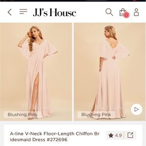 JJS House A-line V-Neck Floor-Length Chiffon Bridesmaid Dress #272696